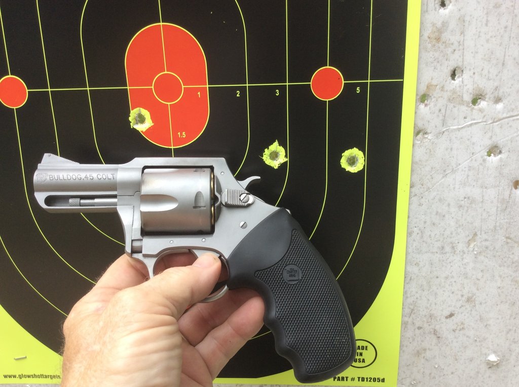 3 shots of 230 xtp 45 colt DA shots from 7 yds.jpg