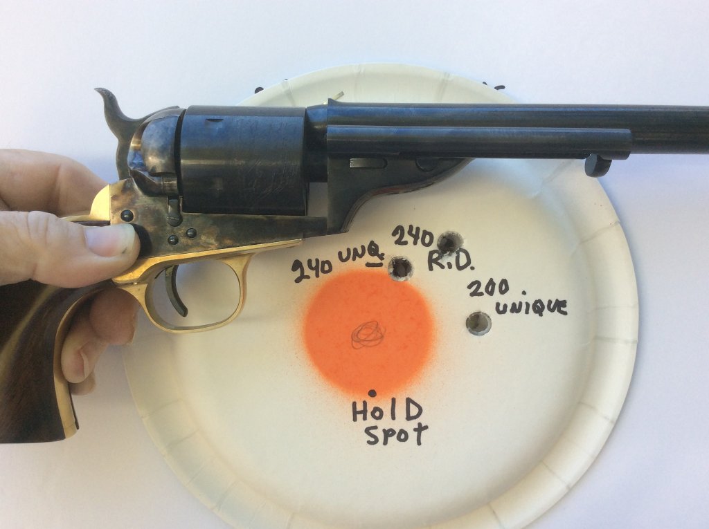 Target showing POI when holding at 6 o'clock with various loads.jpg