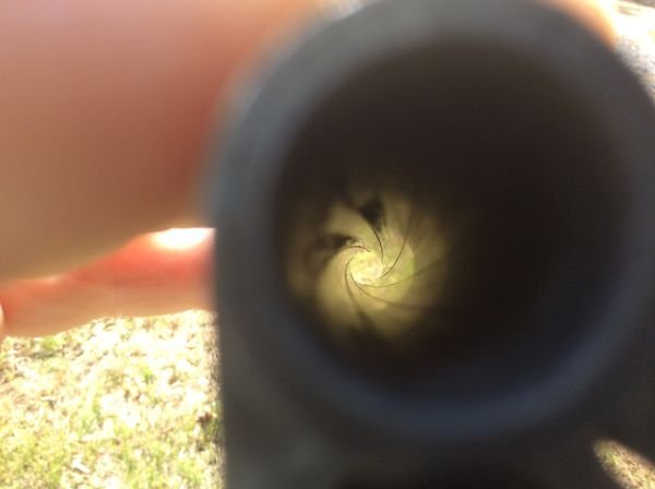 1872 open top barrel after 12 rounds of matts 245 gr bullet    clean.jpg