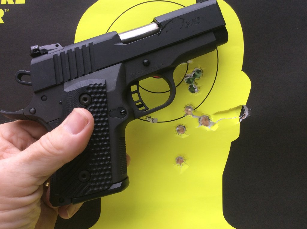 nice group shots with the Fat Boy 1911  230 gr XTP 45 with 6.3 gr unique  10 yds..jpg