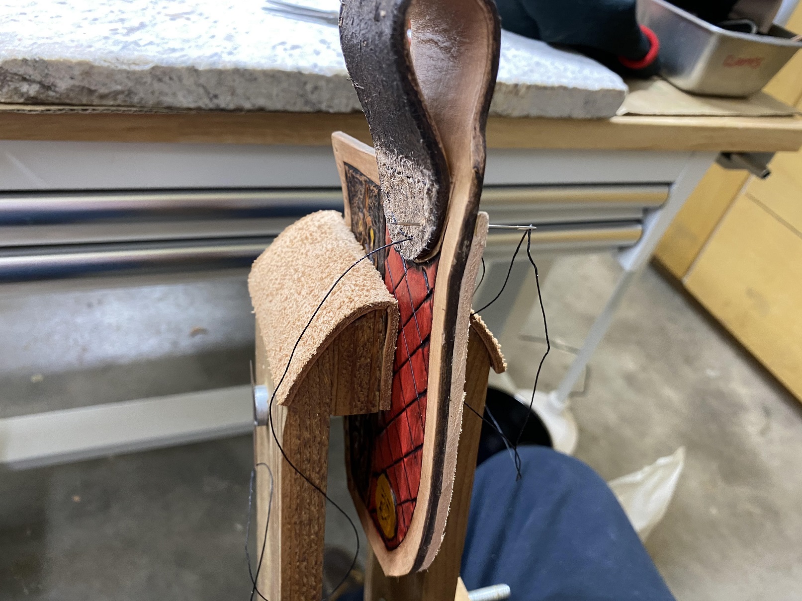 27 sewing the loop on the lacing pony.jpg
