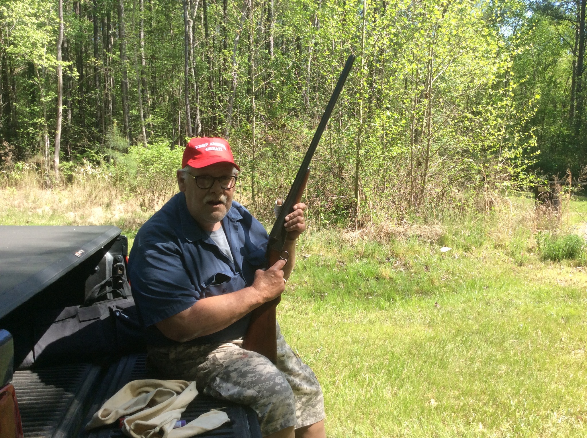 Neighbor Dave with his granddad's 102 yr old 12 gauge Lefever shotgun.jpg