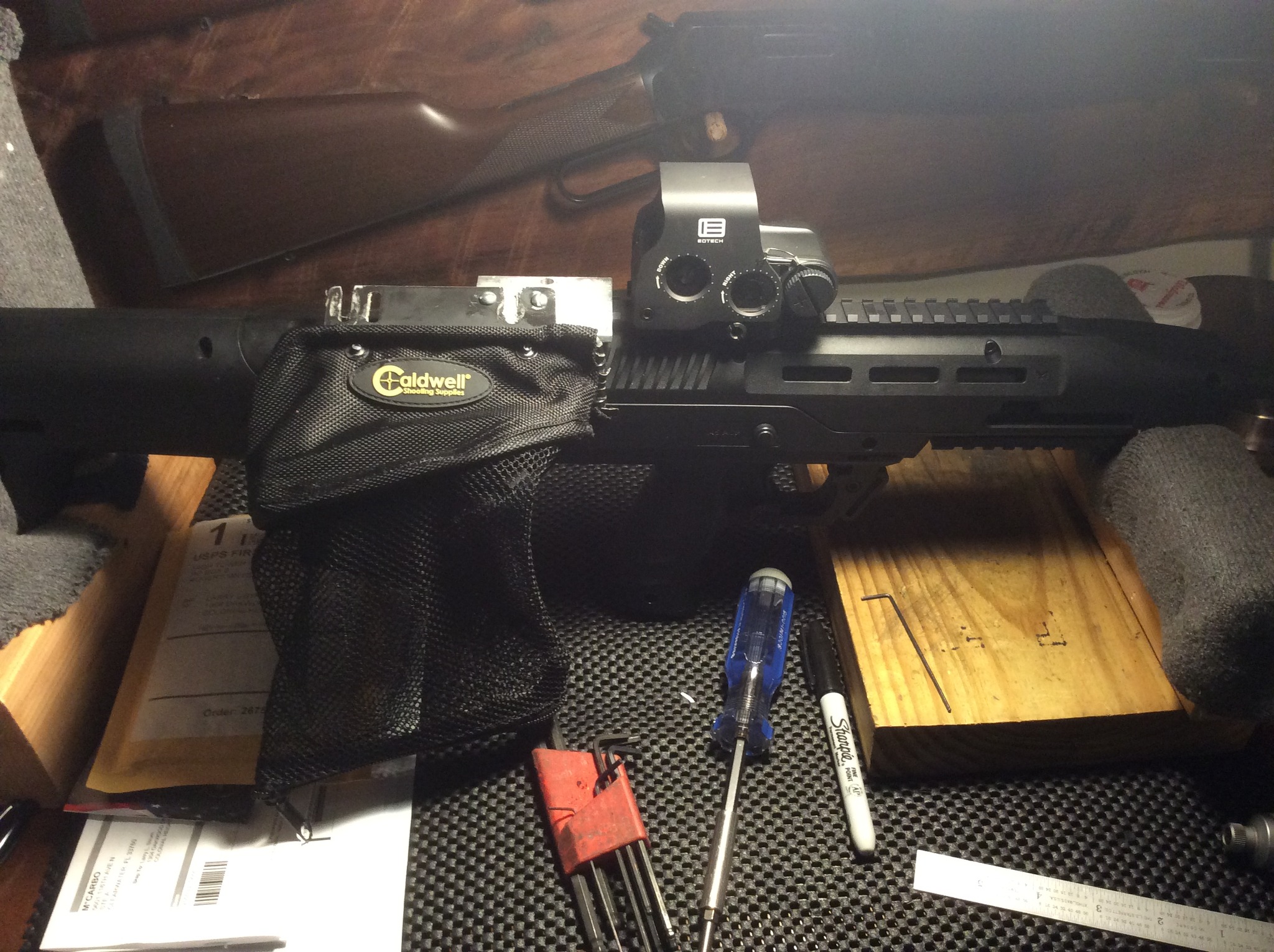 brass catcher mounted on HiPoint with Bullpup stock.jpg