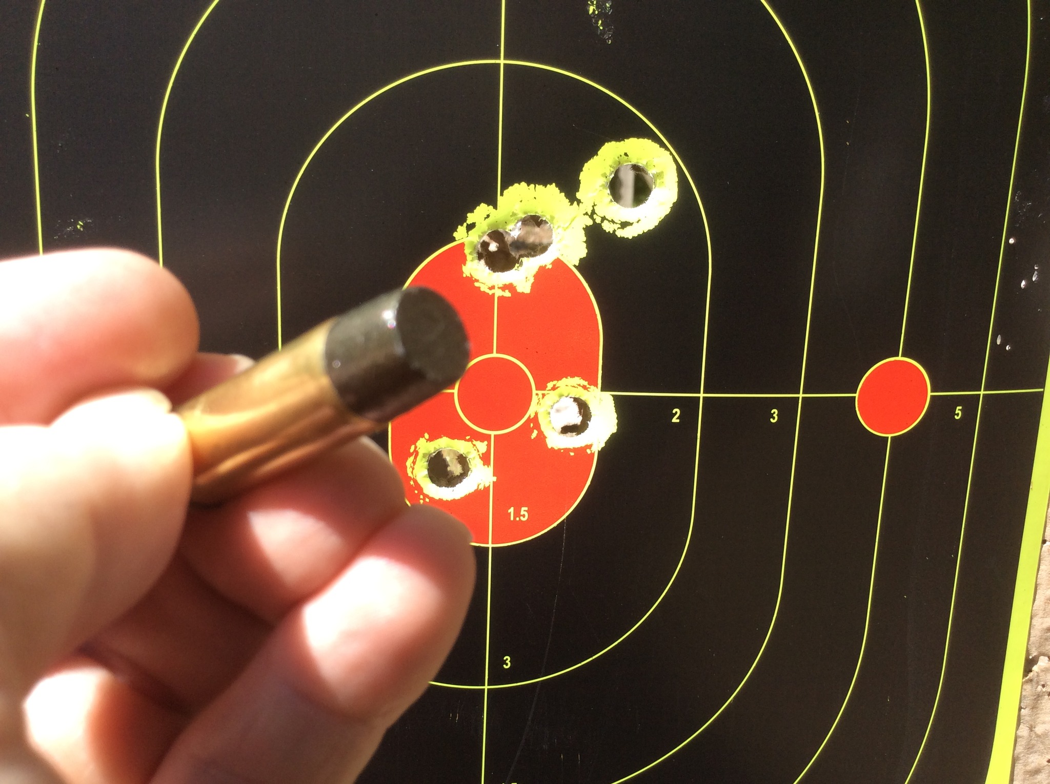 45 colt 325 gr with 8.0 unique  thru Henry 45X with suppressor 1000 FPS.jpg