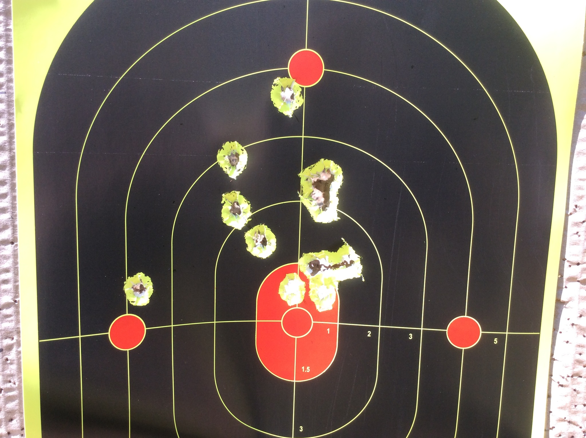 1st shot group spread out above red zone and 2nd group in upper part of red zone 6 shots fired.jpg