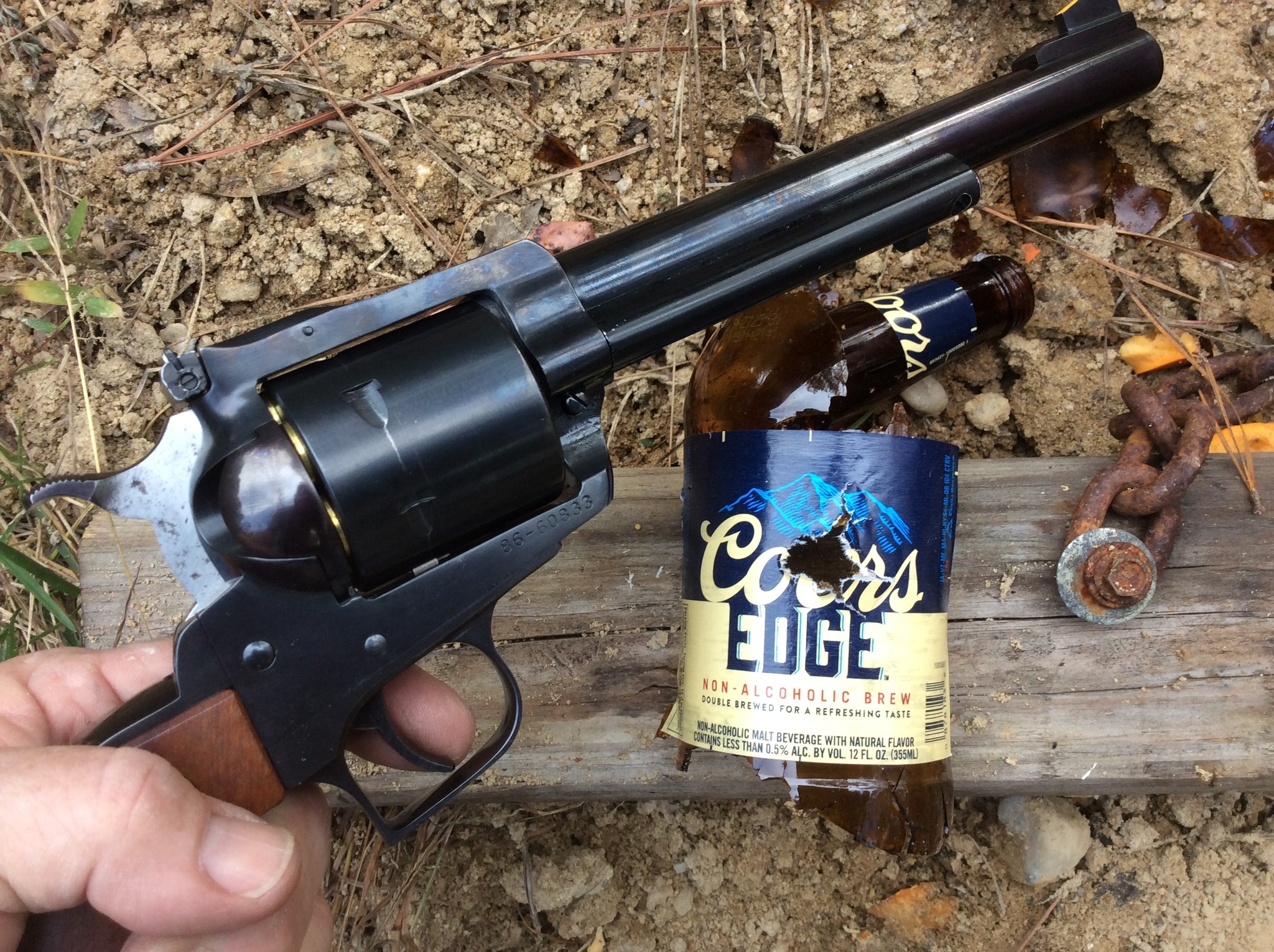 lable held glass together showing great hit with ruger SB 44 mag.jpg